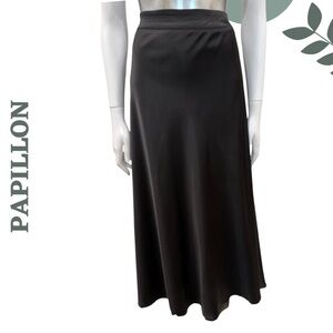 Papillon Black Satin Maxi Skirt – Size Large